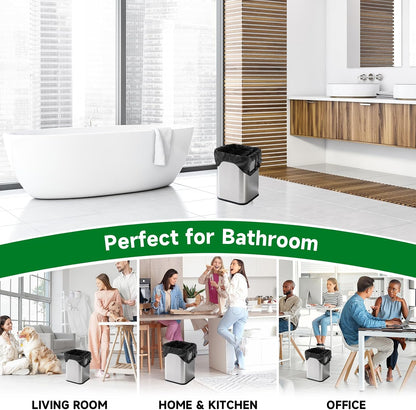Small Bathroom Trash Bags 2 Gallon - Black Mini Garbage Bags With Handle Biodegradable Compostable 100 Count Kitchen Office Car Little Waste Basket Unscented Tiny Liners Strong Thick Chenyucheng