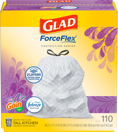 Glad Small Trash Bags, Great for Office, Bathrooms and Bedroom Bins, Cherry Blossom Scented Garbage Bags, Odor Resistant with Drawstring, Febreze Freshness, 4 Gallon Trash Bags, 80 Count