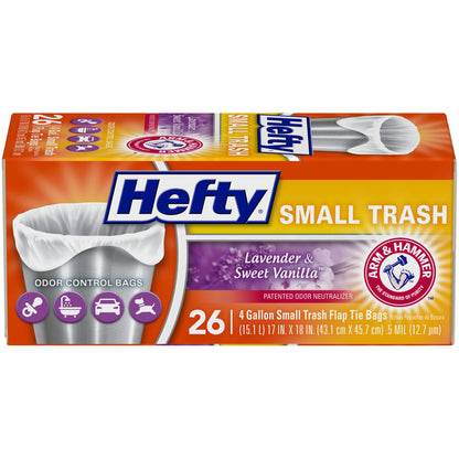 Hefty 4 Gallon Small Trash Bags, White, Ocean Water Scent, 52ct