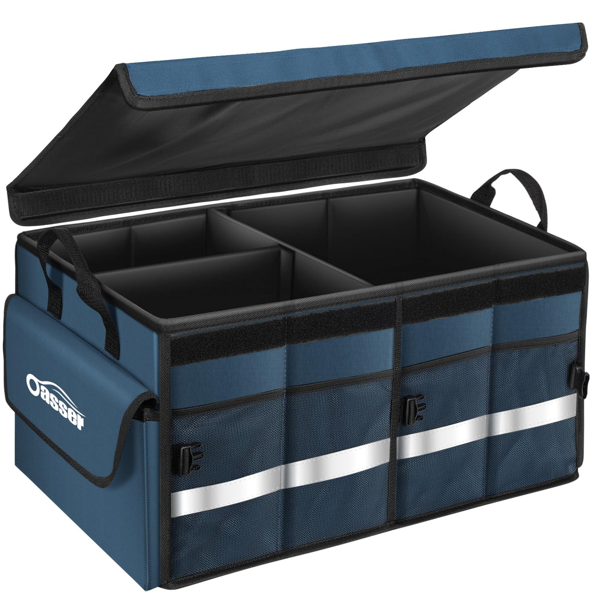 Oasser Trunk Organizer with Sturdy Hard Lid, Large, Black