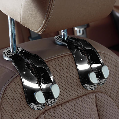 CoBak Purse Hook for Car - Universal Premium Stitched Leather and Aluminum-Magnesium Alloy Double Car Seat Back Storage Hook for Purses, Handbags, Bags (2 Pack),Beige