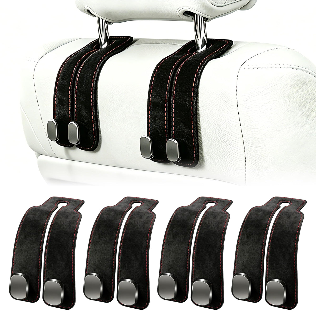Amelity Car Headrest Hooks, Purse Hook for Car 2 Pack Beige