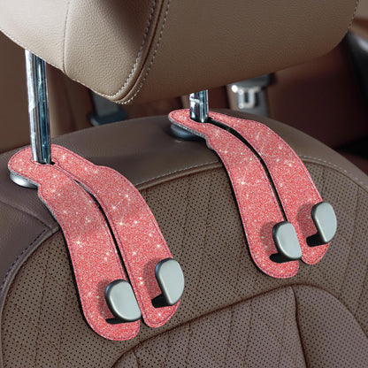 CoBak Purse Hook for Car - Universal Premium Stitched Leather and Aluminum-Magnesium Alloy Double Car Seat Back Storage Hook for Purses, Handbags, Bags (2 Pack),Beige