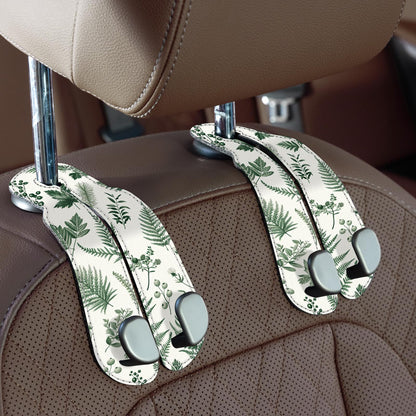 CoBak Purse Hook for Car - Universal Premium Stitched Leather and Aluminum-Magnesium Alloy Double Car Seat Back Storage Hook for Purses, Handbags, Bags (2 Pack),Beige