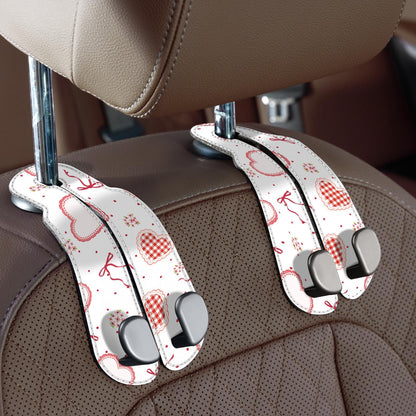 CoBak Purse Hook for Car - Universal Premium Stitched Leather and Aluminum-Magnesium Alloy Double Car Seat Back Storage Hook for Purses, Handbags, Bags (2 Pack),Beige