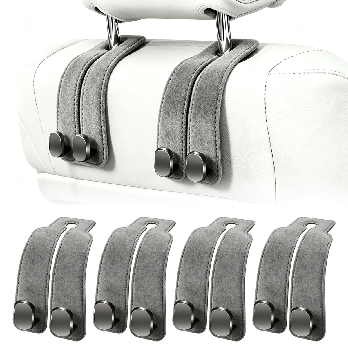 Amelity Car Headrest Hooks, Purse Hook for Car 2 Pack Beige