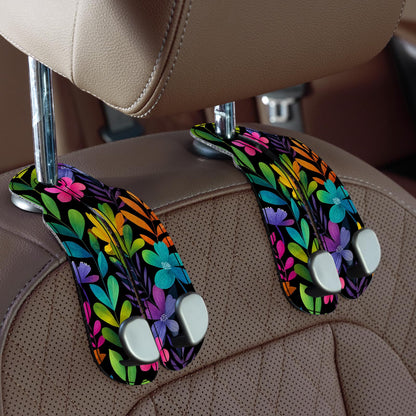 CoBak Purse Hook for Car - Universal Premium Stitched Leather and Aluminum-Magnesium Alloy Double Car Seat Back Storage Hook for Purses, Handbags, Bags (2 Pack),Beige